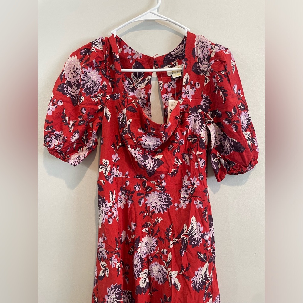 Anthropologie Maeve Floral Puff-Sleeve Midi Dress - Picture 7 of 8